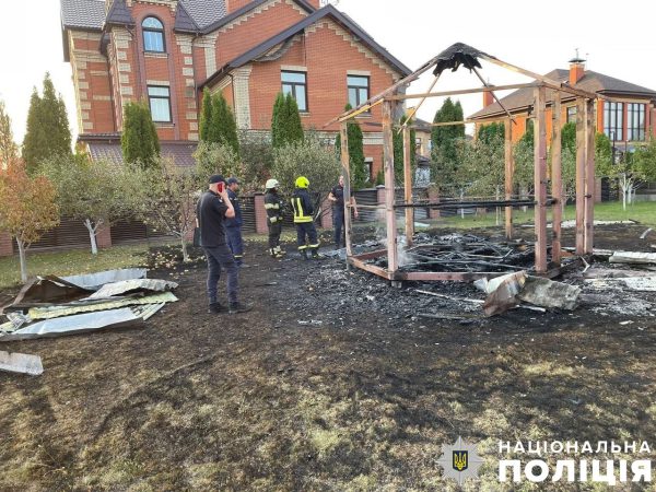 Ночная атака на Киев: полиция показала место падения российского дрона1